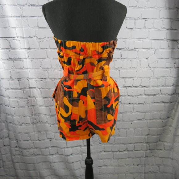 NWOT - Orange Camo Romper w/ Pockets & Belt - Picture 8 of 8